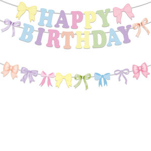 Nouveau coloré rose arc papier écologique <span class=keywords><strong>joyeux</strong></span> <span class=keywords><strong>anniversaire</strong></span> fête bannière décoration ensemble spirale fille fournitures - Product Image 3