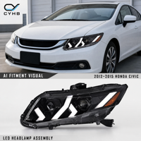Ensemble de phares à LED pour Honda Civic 9e génération 2012-2015, signal ambre dynamique, œil de démon rouge