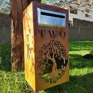 Vintage Style Corten Steel Wall Hanging Decorative <b>Mailbox</b> Post Office Box Waterproof Feature Freestanding Design Customizable - Product Image 6