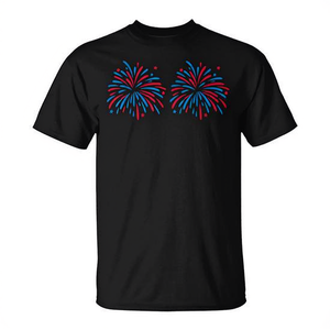 Usa Fireworks Couple T-<b>Shirt</b> <b>Red</b> <b>White</b> <b>Blue</b> Design Patriotic Apparel - Product Image 2