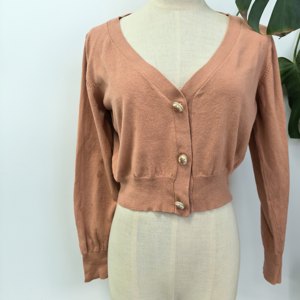 <span class=keywords><strong>Cardigan</strong></span> Elegante da <span class=keywords><strong>Donna</strong></span> con Scollo a V e Bottoni Blu Vintage, Maglione Corto a Maniche Lunghe per Primavera Estate - Product Image 3