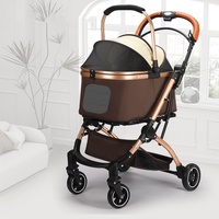 Poussette pliable légère et imperméable pour chiot, petite taille, cadre en acier carbone, chariot pour animaux de compagnie pour chien et chat, design durable à 4 roues