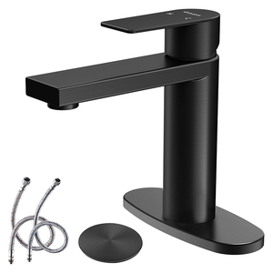 Grifo de lavabo Monomando de acero inoxidable 304 montado en cubierta negra mate de alta calidad para Baño - Product Image 1