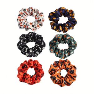 Chouchous à cheveux imprimé crâne Halloween, en tissu très élastique, style gothique sombre, accessoires de coiffure pour festivals et fêtes, vente en gros - Product Image 5