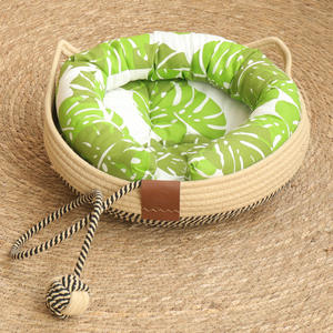 Cestas tejidas de paja para gatos MRY, cama con cojín suave, cesta redonda de mimbre para gatos, nido, cama acogedora antideslizante para gatos y perros pequeños - Product Image 5