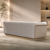 YUANCHANG Luxuriöses Modernes Modulares Sofa-Set Kunstleder-Polsterung Gesteppte Nähte Holzrahmen Edelstahl Wohnzimmer
