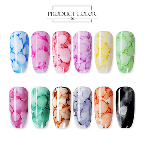 ยาทาเล็บเจลยูวีแบบญี่ปุ่น 12 สี ไล่เฉดสีแบบสีน้ำ ลายหินอ่อน ลายหมึกเหลว ลายควัน ใช้กับหลอดไฟ LED ขนาด 15 มล. - Product Image 3