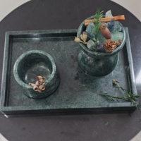 Brûleur d'encens et plateau en marbre vert moderne personnalisé pour l'intérieur, ensemble cadeau religieux pour la maison et l'hôtel, Ramadan