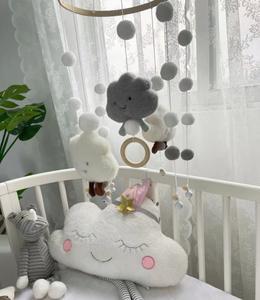 Mignon bébé berceau doux en peluche sensorielle pendentif jouets de dentition lit cloche réglable pépinière décor infantile lit enfants <span class=keywords><strong>bois</strong></span> suspendus jouets pour bébé - Product Image 4