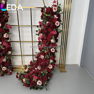 แผงปูทางเดินงานแต่งงาน LEDA แบบ 3 มิติ ลายดอกไม้สีแดง ทำจากผ้าไหมประดับด้วยดอกกุหลาบ  พร้อมซุ้มดอกไม้ประดิษฐ์  ดีไซน์โฟมสำหรับพิธีต่างๆ - Product Image 6