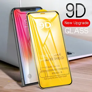 9H 9D Screen Protection Film For iPhone 14 13 12 11 Pro Max Full Cover Glass Full Glue Transparent For iPhone 6 S 8 7 Plus