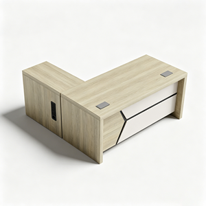 Scrivania Direzionale Moderna a L con Mobile Contenitore, Tavolo Computer per Manager, Postazione di Lavoro in Legno Bianco Bicolore - Product Image 6