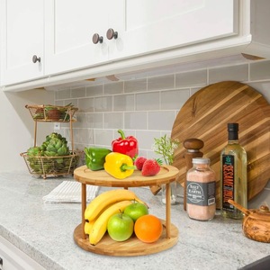 360 <b>Rotatable</b> <b>Spice</b> <b>Rack</b>, Bamboo and Wood, Double-Layer Multifunctional Seasoning <b>Rack</b>, Office Desk Storage <b>Rack</b> - Product Image 4