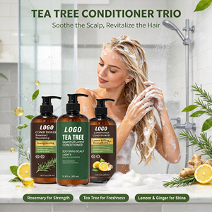Après-shampoing hydratant et adoucissant à la kératine hydrolysée, huile d'arbre à thé et essence de romarin, marque privée OEM, pour réparer et fortifier les racines des cheveux - Product Image 3