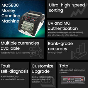 Contador de Billetes Multidivisas MC5800, Detector de Billetes Sospechosos, Contador de Billetes con Pantalla LED, Máquina Detectora de Billetes - Product Image 2