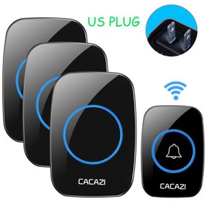 CACAZI A10-3 Sonnette sans fil étanche 300M Sonnette <span class=keywords><strong>de</strong></span> <span class=keywords><strong>porte</strong></span> à distance 110V <span class=keywords><strong>220V</strong></span> Batterie 1 émetteur 3 récepteurs - Product Image 4