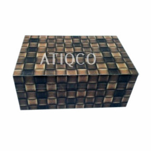 Boîte de rangement en bois ATIQCO avec couvercle, finition peinte, organisateur moderne pour table, avec ruban à mesurer intégré - Product Image 5