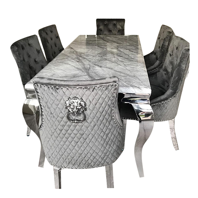 Grey 6 Lion Locker Chairs Seater Marble Top Dining Table Manufacturers