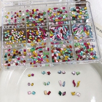 Lot de 12 grilles de strass transparents mixtes pour nail art, décoration d'ongles DIY