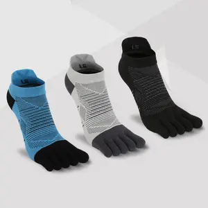 Top Sports Sales Custom Knitting Embroidery Logo High Quality Ankle Length Running Cycling Wear Half Cushion Five Toe Socks