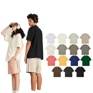 High Quality OEM Custom Logo Solid Color Blank T-shirt Oversize Drop Shoulder Unisex 260g Heavy Cotton Men's T-shirt