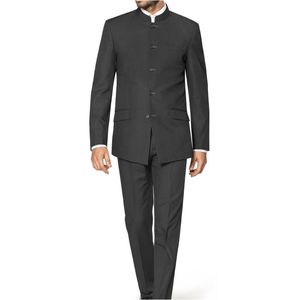 새로운 남성 스탠드 만다린 칼라 마오 정장 슬림 결혼 신랑 최고의 남자 정장 중국 스타일 드레스 중산 정장 - Product Image 3