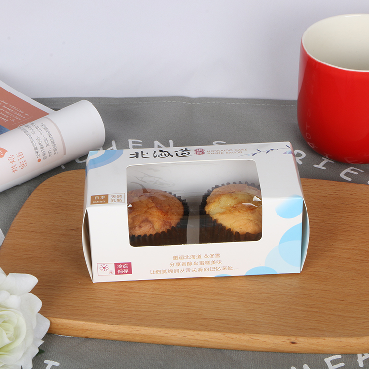 2-4 pieces Hokkaido chiffon cake printing open window transparent muffin box baked west point packaging box