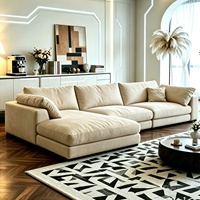 Canapé nuage crème Foshan, style nuage, trois places, en velours chenille, amovible et lavable, pour salon, garantie 10 ans