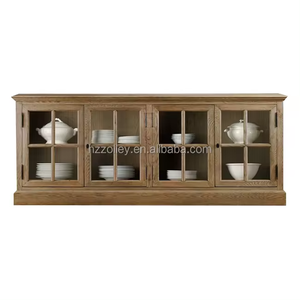 2024 <span class=keywords><strong>armoire</strong></span> en bois massif haut de gamme personnalisée 4 armoires de cuisine à porte d'entrée en verre - Product Image 5