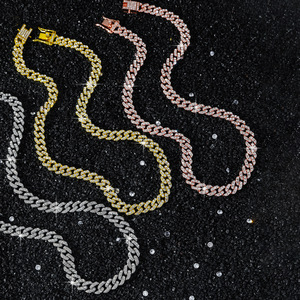 สร้อยคอแฟชั่นผู้ชายแบบโซ่คิวบันหนาประดับเพชรทรงเรขาคณิตแบบเรียบง่ายทำมือใหม่ ขายส่งเครื่องประดับแฟชั่น - Product Image 2