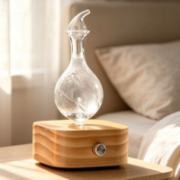 Diffuseur sans eau à base carrée en bois de pin, nébuliseur en verre de 30 ml, atomiseur d'arômes, lumière à 7 couleurs pour spa