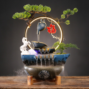 Rueda de Agua Decorativa Creativa de Cerámica Pintada a Mano con Agua Corriente y Peces de la Suerte para Adornos, Bomba de Agua Circulante para el Hogar - Product Image 3