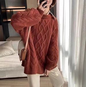 Suéter de Punto Grueso Nuevo de Otoño e Invierno para <span class=keywords><strong>Mujer</strong></span>, Versión Coreana, Cuello Redondo Holgado, Suéter Grueso con Diseño de Espiral - Product Image 5