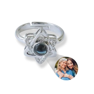 Stella di David anello di proiezione con foto personalizzata nascosta regolabile gioielli gioielli personalizzati regalo per lei - Product Image 6