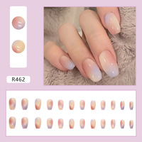 Faux ongles cercueil violet dégradé à presser pour salon de manucure