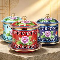 Penutup Panci Tembaga Cloisonne untuk Hot Pot, Ramah Lingkungan, Anti Minyak dan Alkohol, untuk Satu Orang, Ukuran Kecil, Komersial