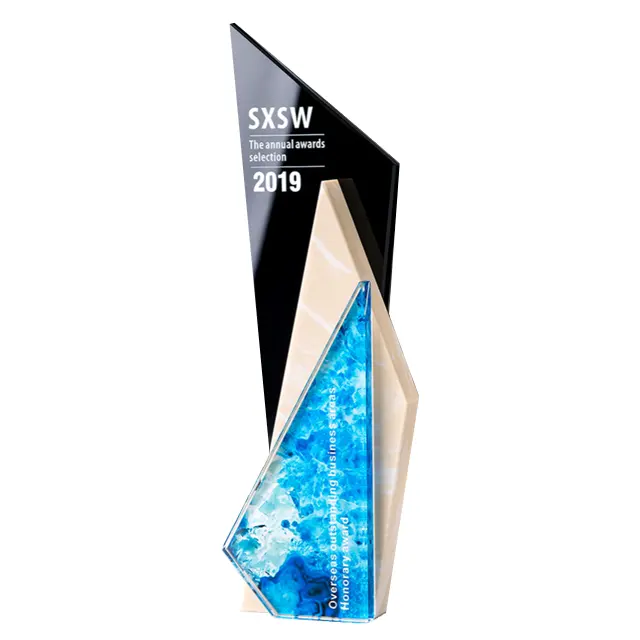 Trofeo personalizzato cristallo di fascia alta personalizzato creativo vetro metallo legno licenza inciso parole LOGO stampato