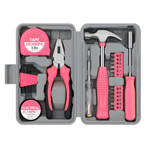 24 Piece OEM Household <b>Tool</b> <b>Set</b> <b>Hand</b> Repair Kit with Tape Measure Hammer Pliers Screwdriver Hex Keys in Hard Case Metals - Product Image 1