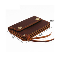 Dompet Kartu Kulit dengan Ritsleting untuk Pria Wanita Dompet Vintage Minimalis Kulit Asli Tempat Kartu Kredit Bisnis Pria