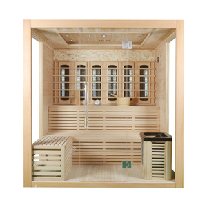Saunas secs à vapeur sèche en bois massif Helius HL-IS 1102 de luxe pour intérieur, 6 personnes, grande taille, sauna hybride, panneau de commande informatique, traverse - Product Image 2