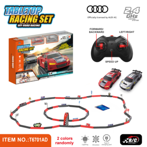 2026 1:64 Aud Mini RC sous licence, Ensemble de voitures de slot racing à double piste, Voiture de jeu de compétition électrique télécommandée pour enfants, Vente en gros - Product Image 1