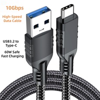 Cable Adaptador USB 3.2 Tipo-C de Alta Velocidad, Trenzado, Carga Rápida 5A, Nylon, Longitud Personalizada, Caja para Cable de Audio, Video y Datos