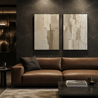 Triptyque mural décoratif de luxe imprimé numériquement sur toile, avec cadre en plastique flottant, style abstrait Wabi Sabi pour la maison