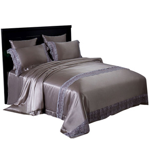 Housse de couette 2,0 m en soie de mûrier, couleur unie gris foncé, lavable, teinture réactive QYSDC-002 M - Product Image 2