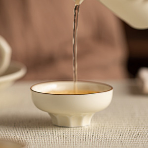 Taza Luohan de cerámica blanca Ding Ware, taza maestra de porcelana de estilo retro para degustación de té, uso doméstico - Product Image 1