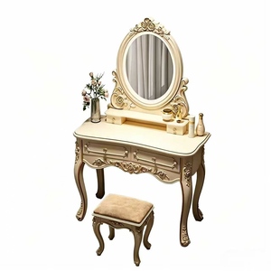 Multifunctional European Princess <b>Dressing</b> <b>Table</b>, Integrated <b>Storage</b> Cabinet Makeup Desk, Ideal <b>for</b> Small Apartment & Bedroom - Product Image 5