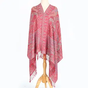 Groothandel Geweven Viscose Paisley Design Katoen Pashmina Vrouwen Wrap Sjaal Kwastjes Mode Hijab Sjaal