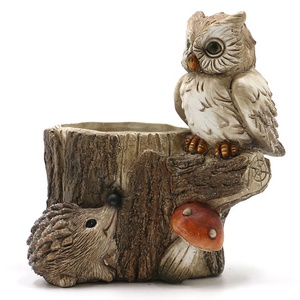 Resina de buho estatuilla animal jardinera olla diseño de encargo al por mayor de pájaro de resina decoración flor olla $ - Product Image 2
