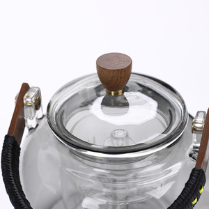 Théière en verre et bambou Nande avec poignée en bois, couvercle en noyer, design moderne et simple, bouilloire à eau - Product Image 1