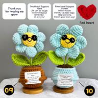 Poupées au crochet faites à la main, personnalisées et mignonnes, en forme de tournesol, pour l'émotionnelle stimulation, avec ornement de pot de fleurs artificielles, pour cadeau de Fête des Mères